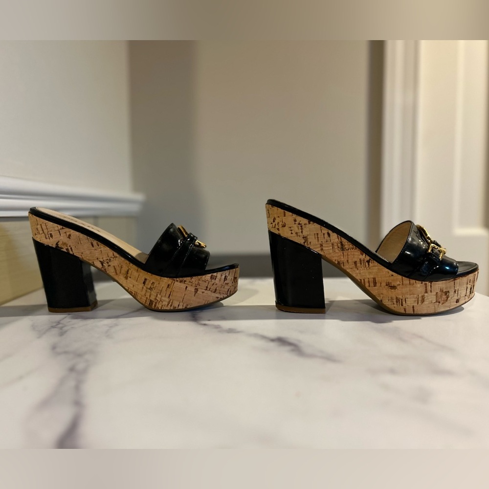 Prada Cork Platform Horsebit Patent Leather Slides 37 - Picture 10 of 10